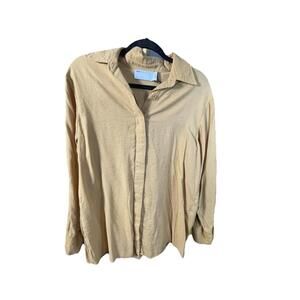 ASOS Design Button Down Tan Long Sleeve Collared Shirt Sz 0 Casual